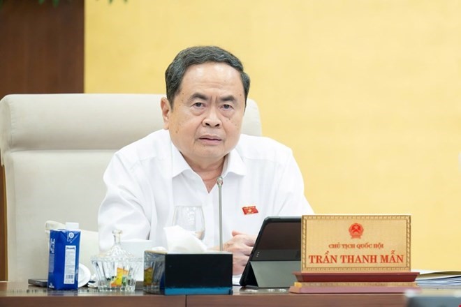 Ủy viên Bộ Chính trị, Chủ tịch Quốc hội Trần Thanh Mẫn cho ý kiến về dự án Luật Xây dựng (sửa đổi). Ảnh: Quochoi.vn