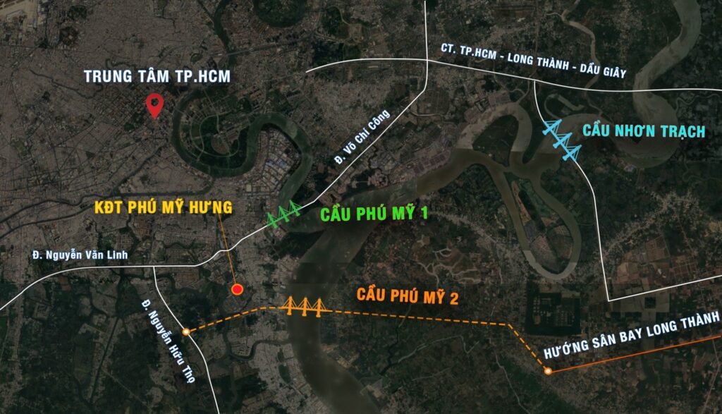 Tập đoàn Masterise được TP.HCM giao nghiên cứu xây dựng dự án cầu Phú Mỹ 2 kết nối TP.HCM với sân bay Long Thành dài 6,3km.